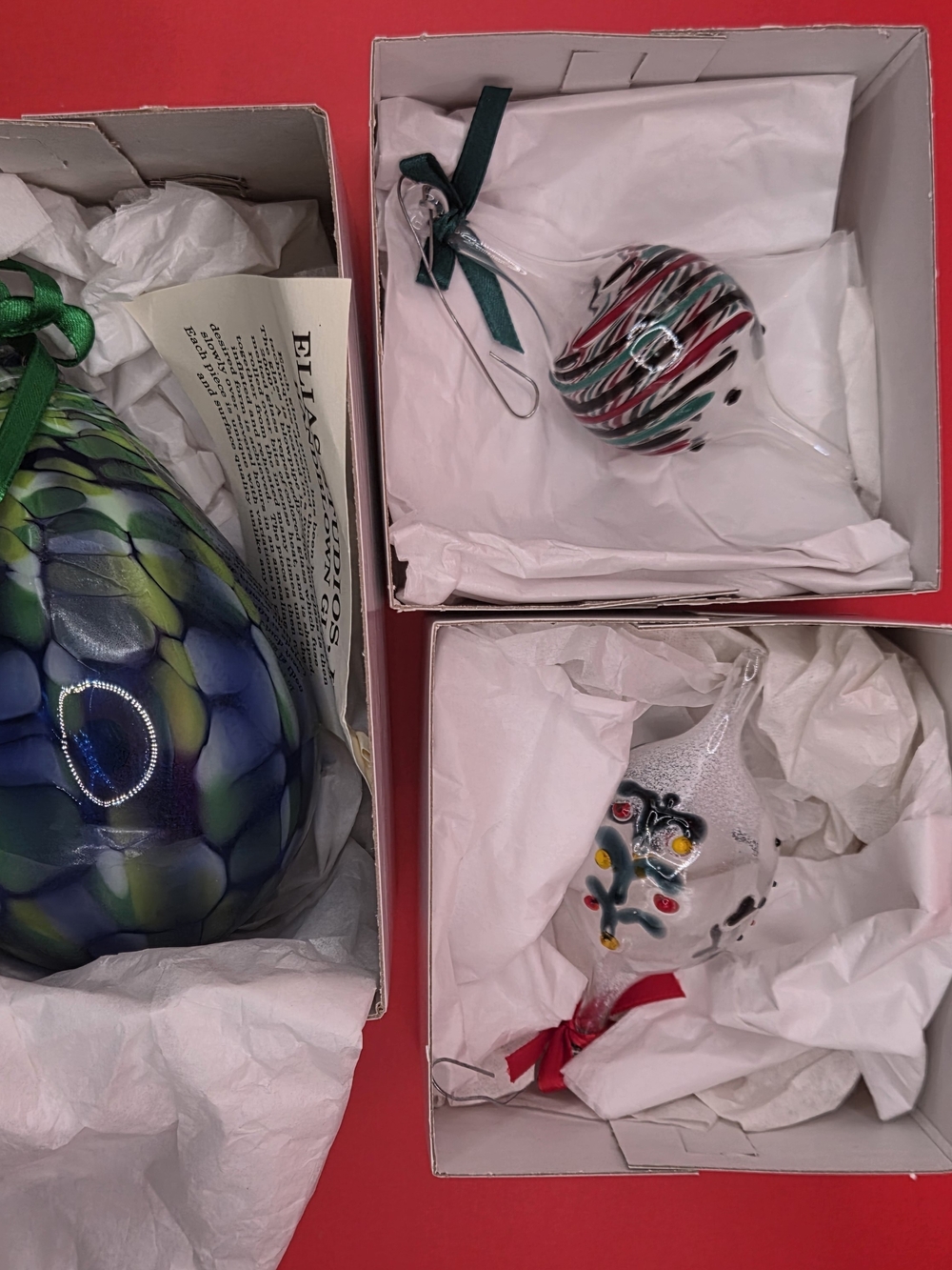 Handblown Glass Holiday Ornaments - Multi-Color Set